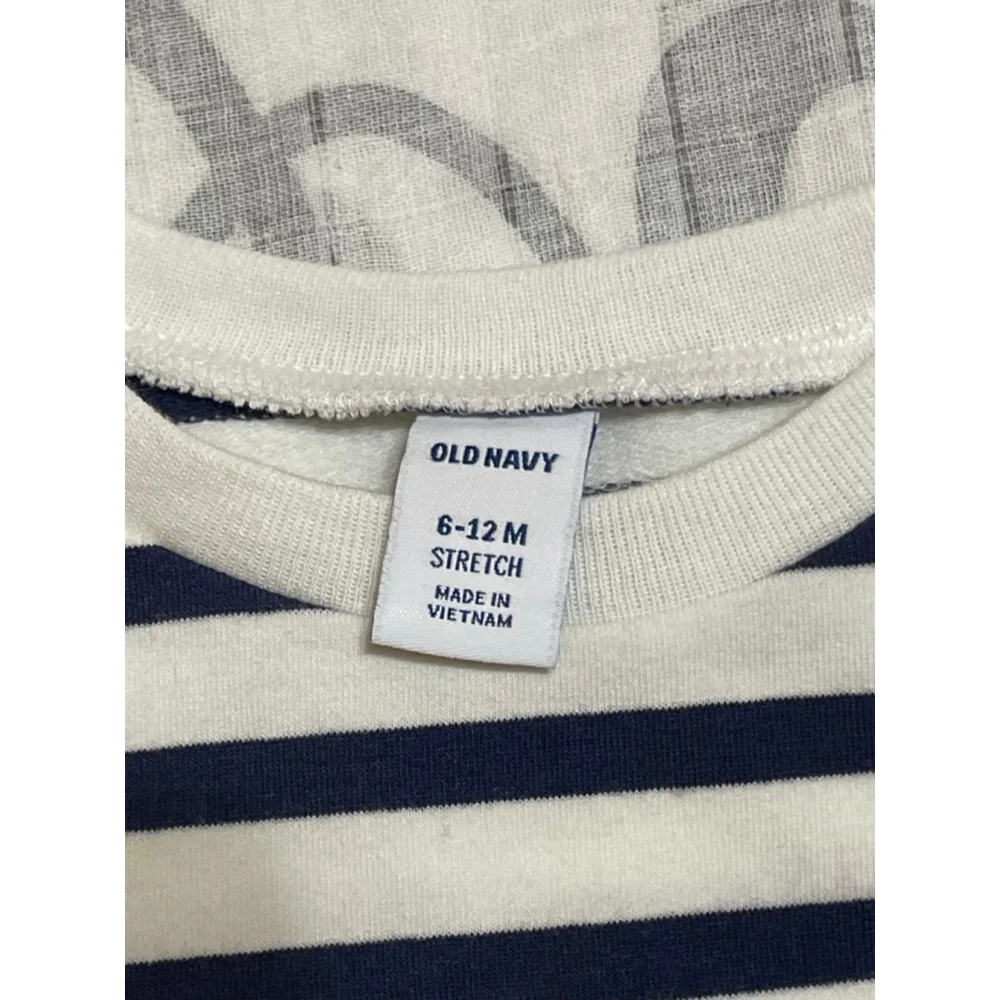 Baby Old Navy 6-12 months Long Sleeve dress White Navy Blue Striped